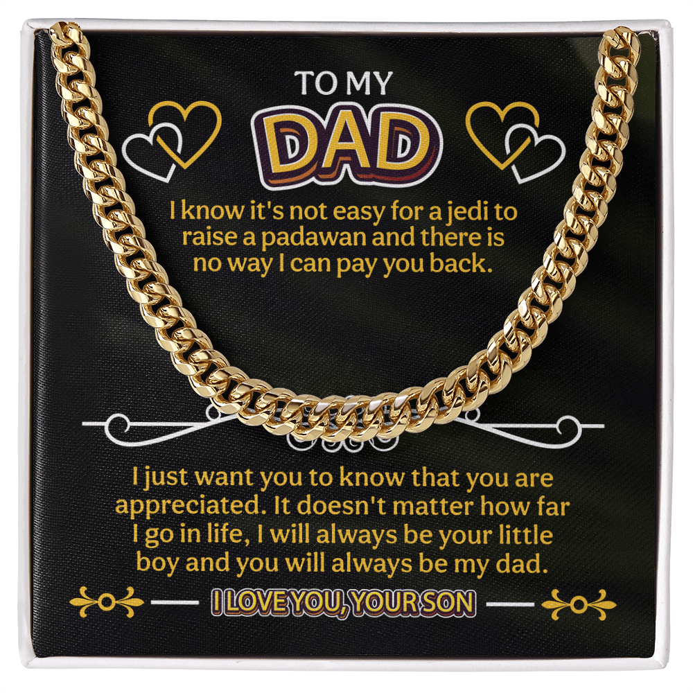 To My Dad Cuban Link Chain, To My Dad Gift, Dad Gifts from Daughter, Dad Gifts, Thank You Dad Gift, Father Necklace, Father's Day Gifts - Beauty Belliss